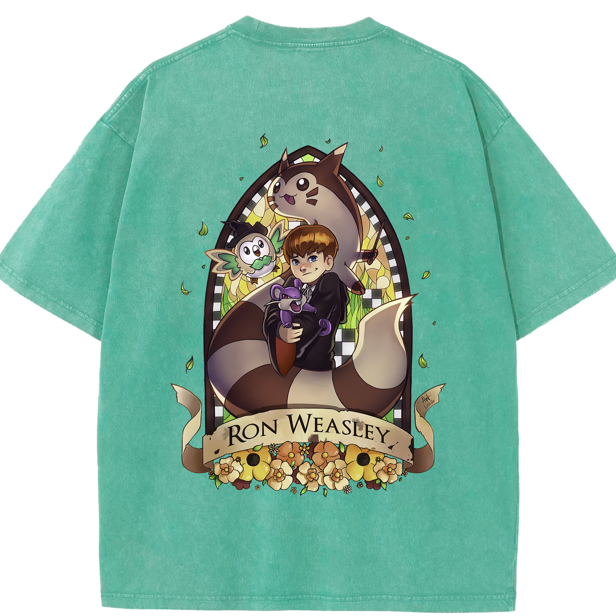 （画像用） Harry Potter ハリー・ポッターシリーズ 綿100% ヴィンテージ風 半袖Tシャツ（背面プリント）